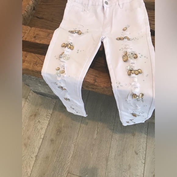 White embellished jeans
